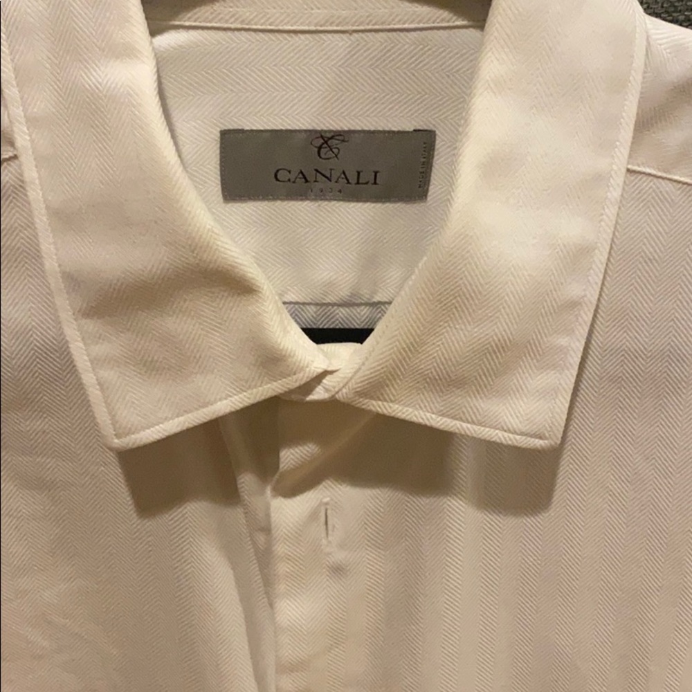 Canali Italian signature twill herringbone spread